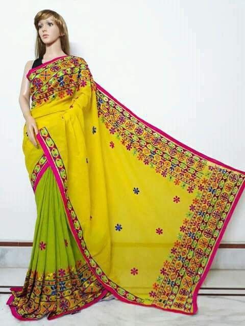 Yellow Kathiawari Sarees - Dailybuyys