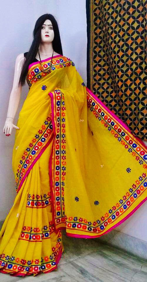 Yellow Kathiawari Sarees - Dailybuyys
