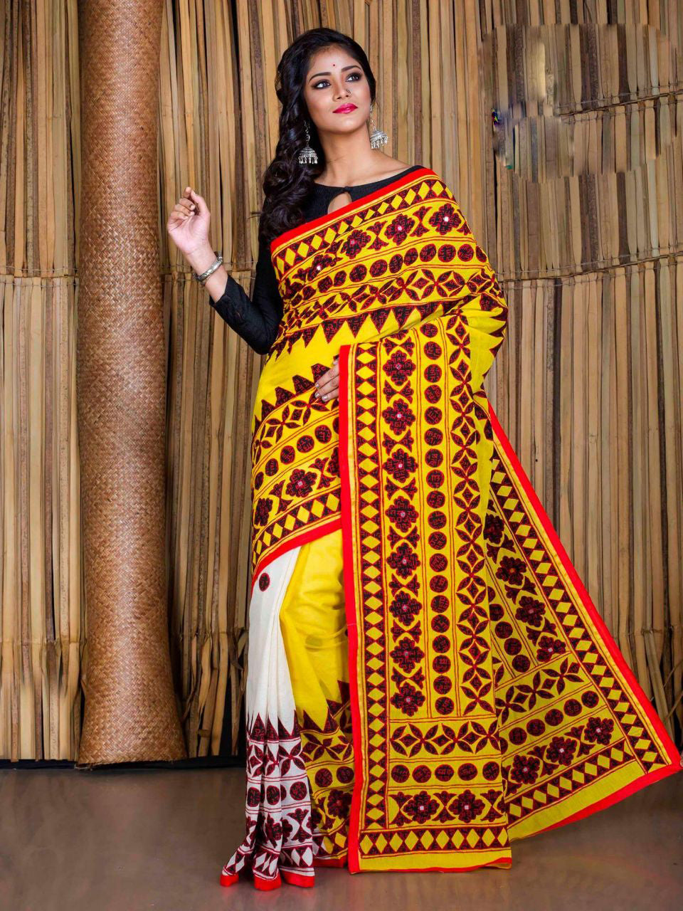 Yellow Kathiawari Sarees - Dailybuyys