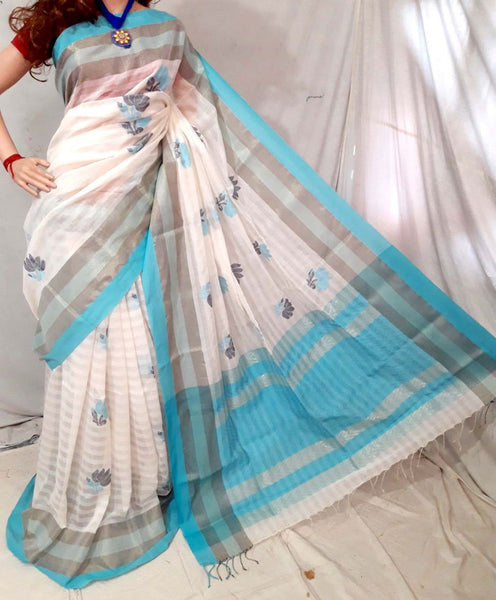 White Bengal Handloom Silk Sarees