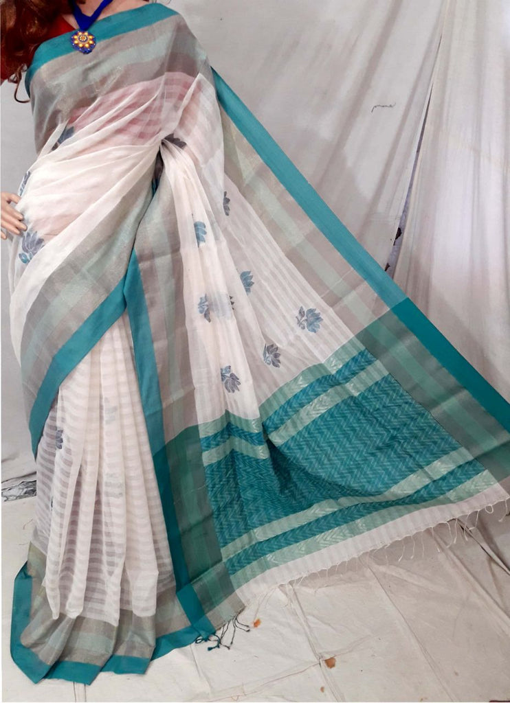 White Bengal Handloom Silk Sarees