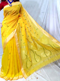 Yellow Bengal Handloom Silk Sarees