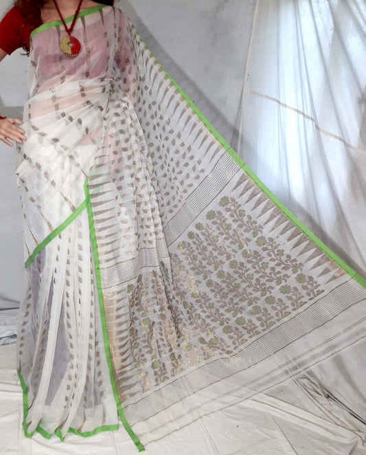 White Jamdani Sarees - Dailybuyys