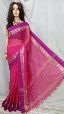 Purple Pure Cotton Handloom Sarees