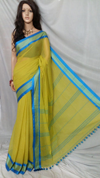 Yellow Pure Cotton Handloom Sarees