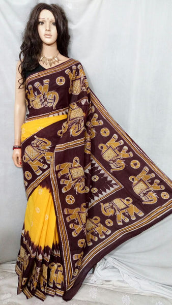 Brown Yellow Boutique Special Sarees