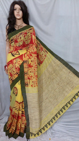 Red Yellow Kalamkari Sarees