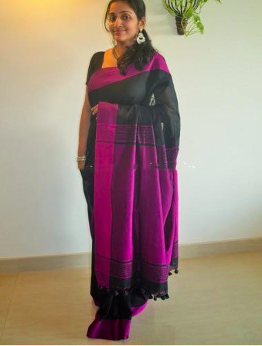 Grey Pink Bengal Handloom Khadi Sarees