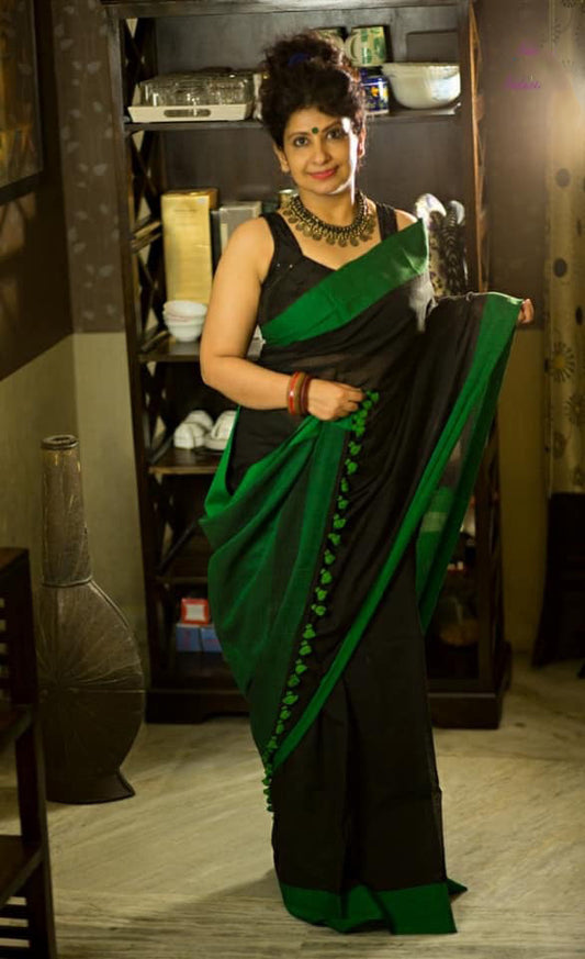 Green Bengal Handloom Khadi Sarees - Dailybuyys