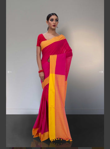 Red Bengal Handloom Khadi Sarees