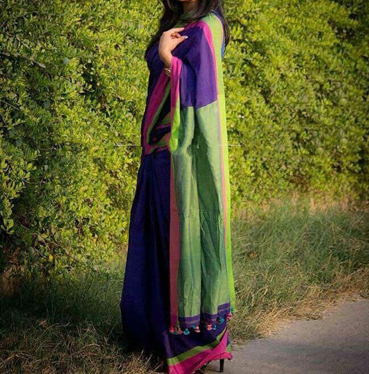 Blue Bengal Handloom Khadi Sarees - Dailybuyys