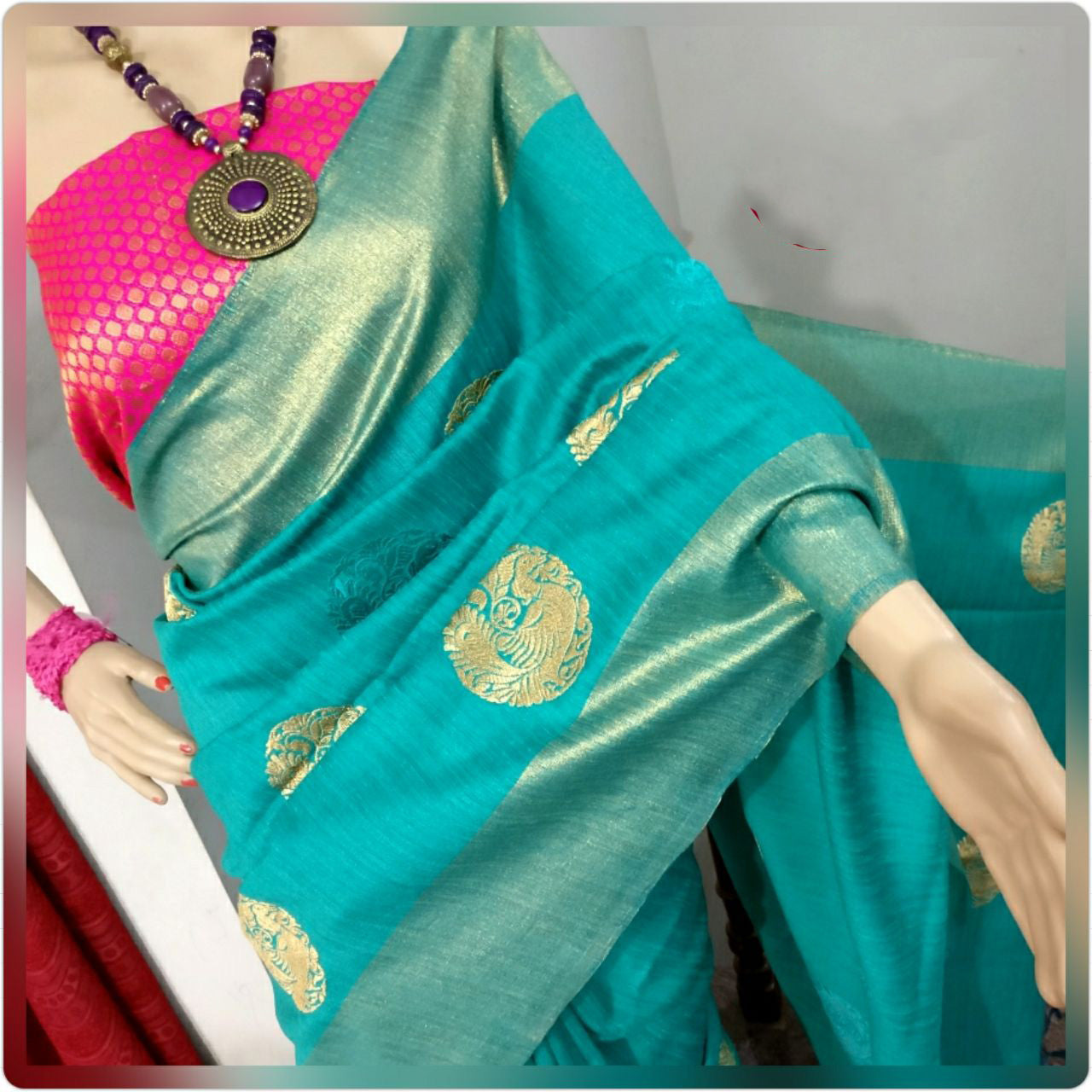 Green Pink Banarasi Silk Sarees