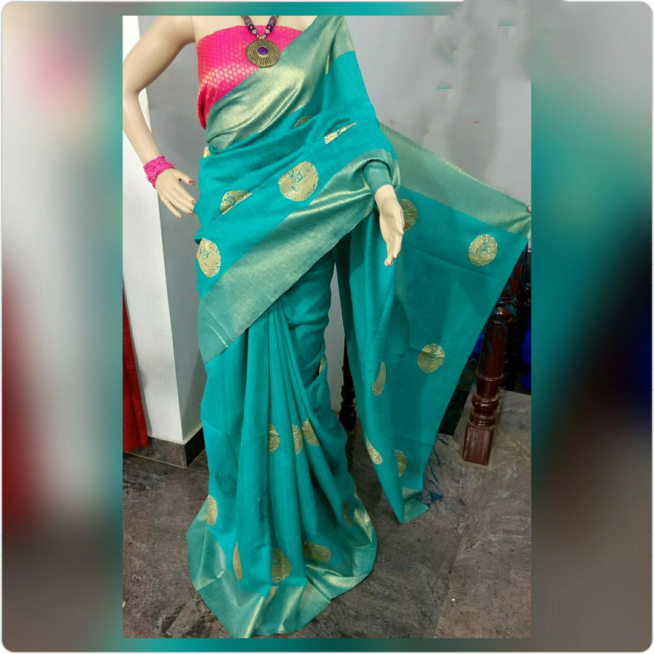 Green Pink Banarasi Silk Sarees