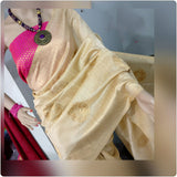 Beige Pink Banarasi Silk Sarees