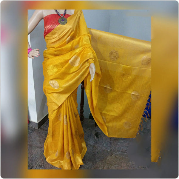 Yellow Red Banarasi Silk Sarees