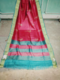Red Blue  Zari Glamour  Zari Border Pure Silk Mark Certified Tussar Silk Sarees