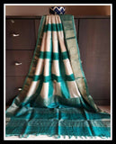 Green Beige  Zari Glamour  Zari Border Pure Silk Mark Certified Tussar Silk Sarees