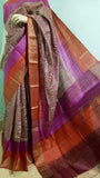 Brown Grey  Zari Glamour  Zari Border Pure Silk Mark Certified Tussar Silk Sarees