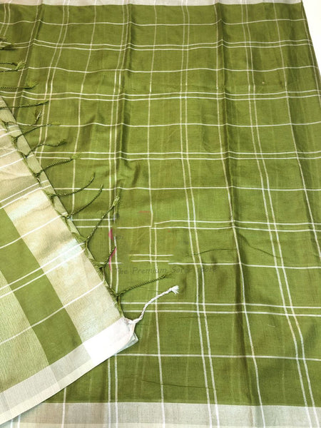Green 80 Count Pure Linen Sarees