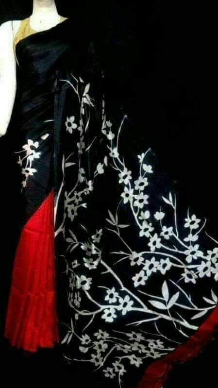Black Red Pure Silk Mark Certified Murshidabad Silk Sarees