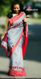 Grey Red Bengal Handloom Khadi Sarees