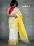 White Yellow Bengal Handloom Khadi Sarees
