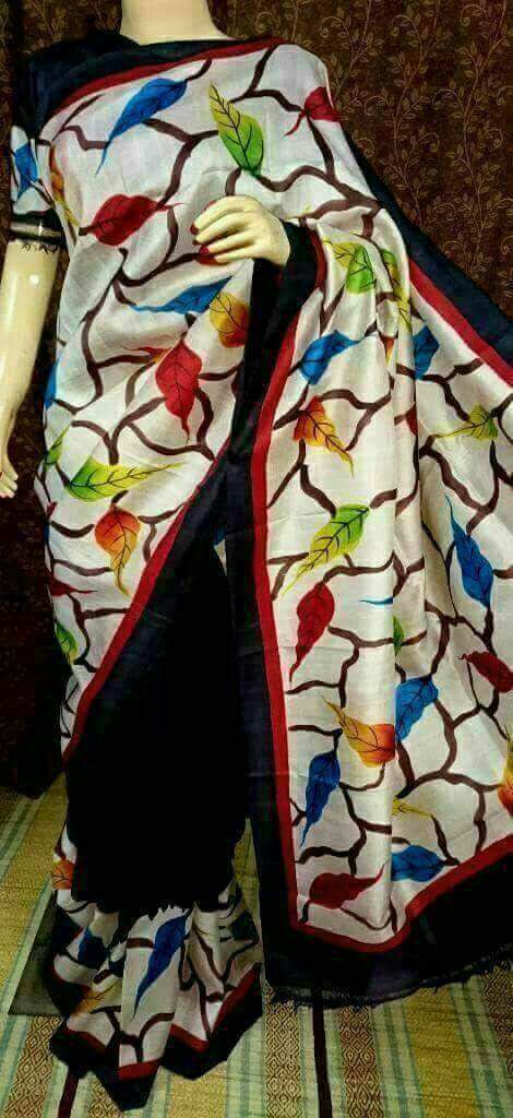 Black White Pure Silk Mark Certified Murshidabad Silk Sarees - Dailybuyys