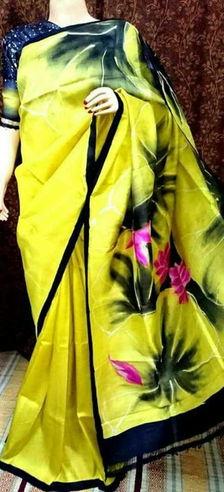 Yellow Pure Silk Mark Certified Murshidabad Silk Sarees - Dailybuyys