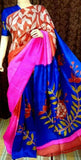 Blue Pink Pure Silk Mark Certified Murshidabad Silk Sarees