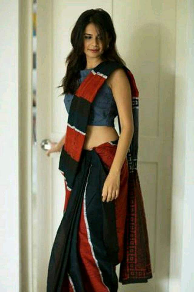 Red Black Mulmul Batik Sarees