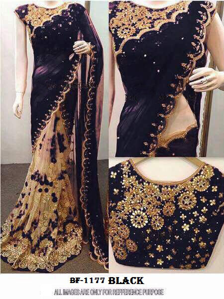 Black Georgette Sarees - Dailybuyys