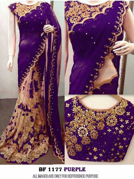 Purple Georgette Sarees - Dailybuyys