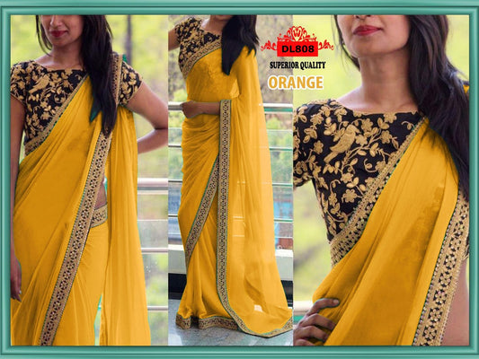 Yellow Georgette Sarees - Dailybuyys