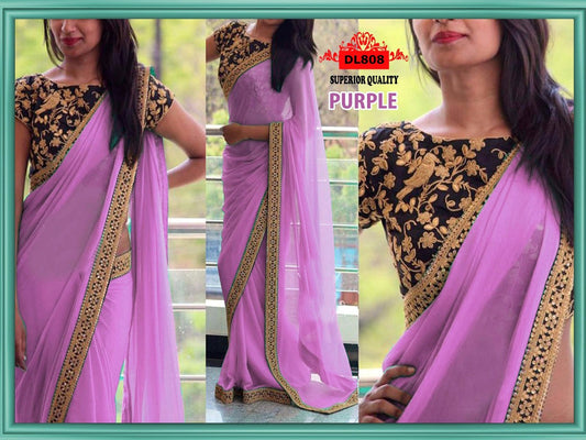 Purple Georgette Sarees - Dailybuyys
