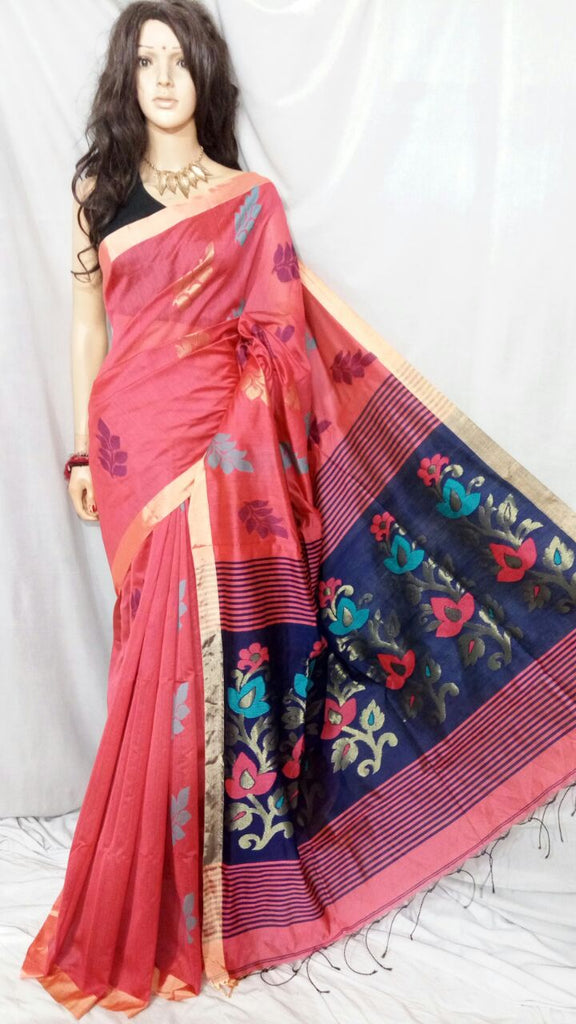 Pink Bengal Handloom Khadi Sarees