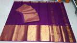 Purple Golden Pure Cotton Silk Sarees