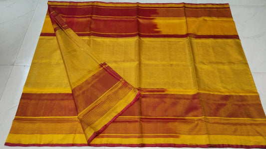Yellow Red Pure Cotton Silk Sarees - Dailybuyys