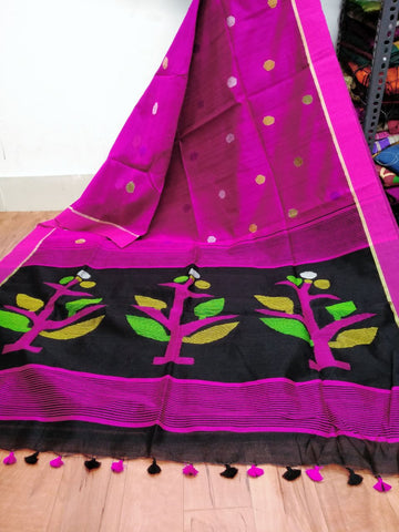 Purple Black Khadi Silk Sarees