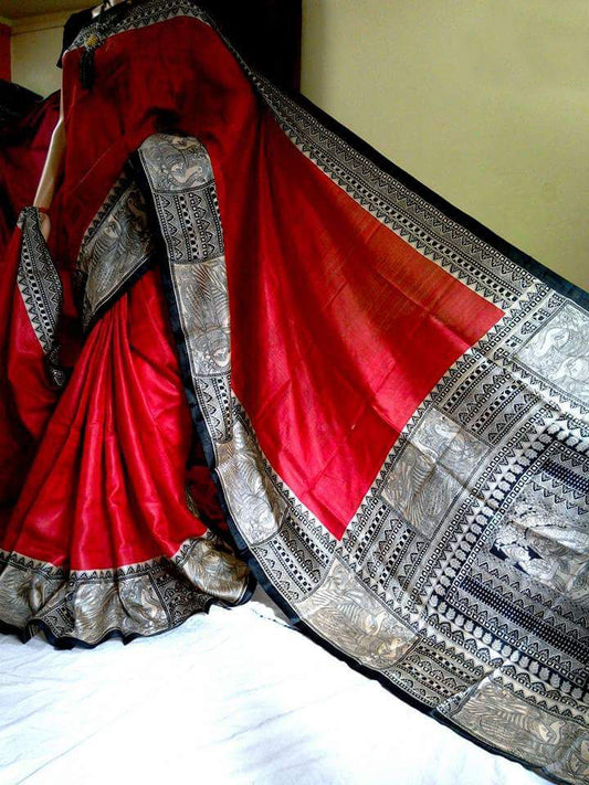 Red Pure Silk Sarees - Dailybuyys