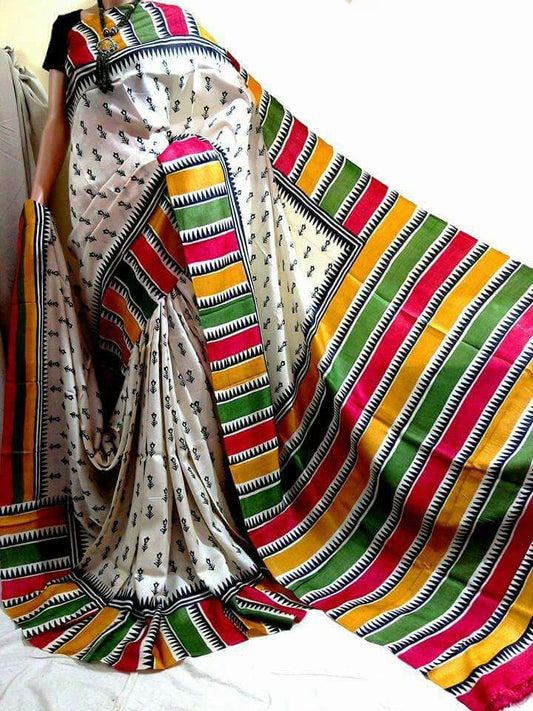 White Pure Silk Sarees - Dailybuyys