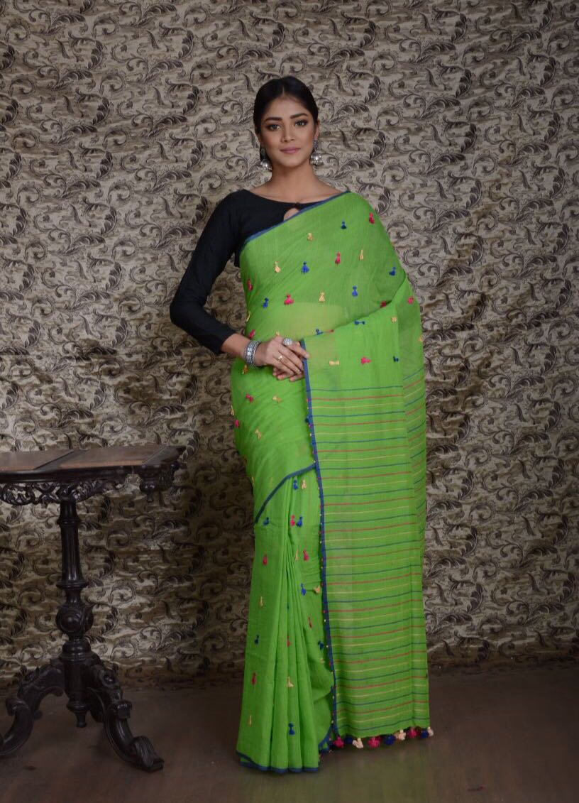 Green KK Khadi Sarees - Dailybuyys