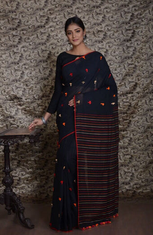 Black KK Khadi Sarees