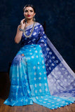 Blue 80 Count Bhagalpur KK Pure Linen Sarees