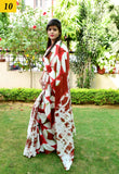 Red & white Mulmul Batik Sarees