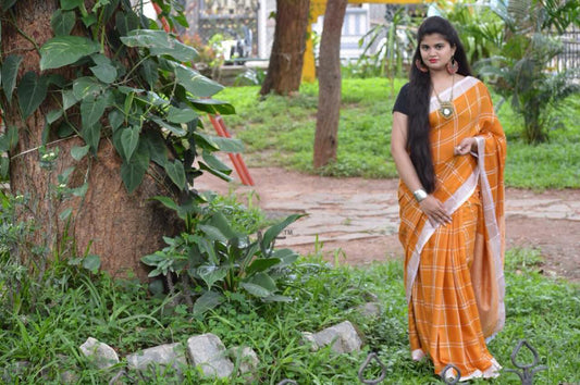 Yellow Pure Linen Sarees - Dailybuyys