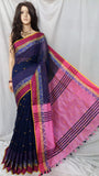 Black Pink Shreya Handloom Pure Cotton Silk Sarees