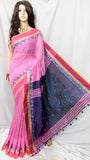 Pink Black Shreya Handloom Pure Cotton Silk Sarees