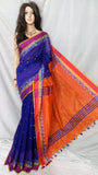 Blue Orange Shreya Handloom Pure Cotton Silk Sarees
