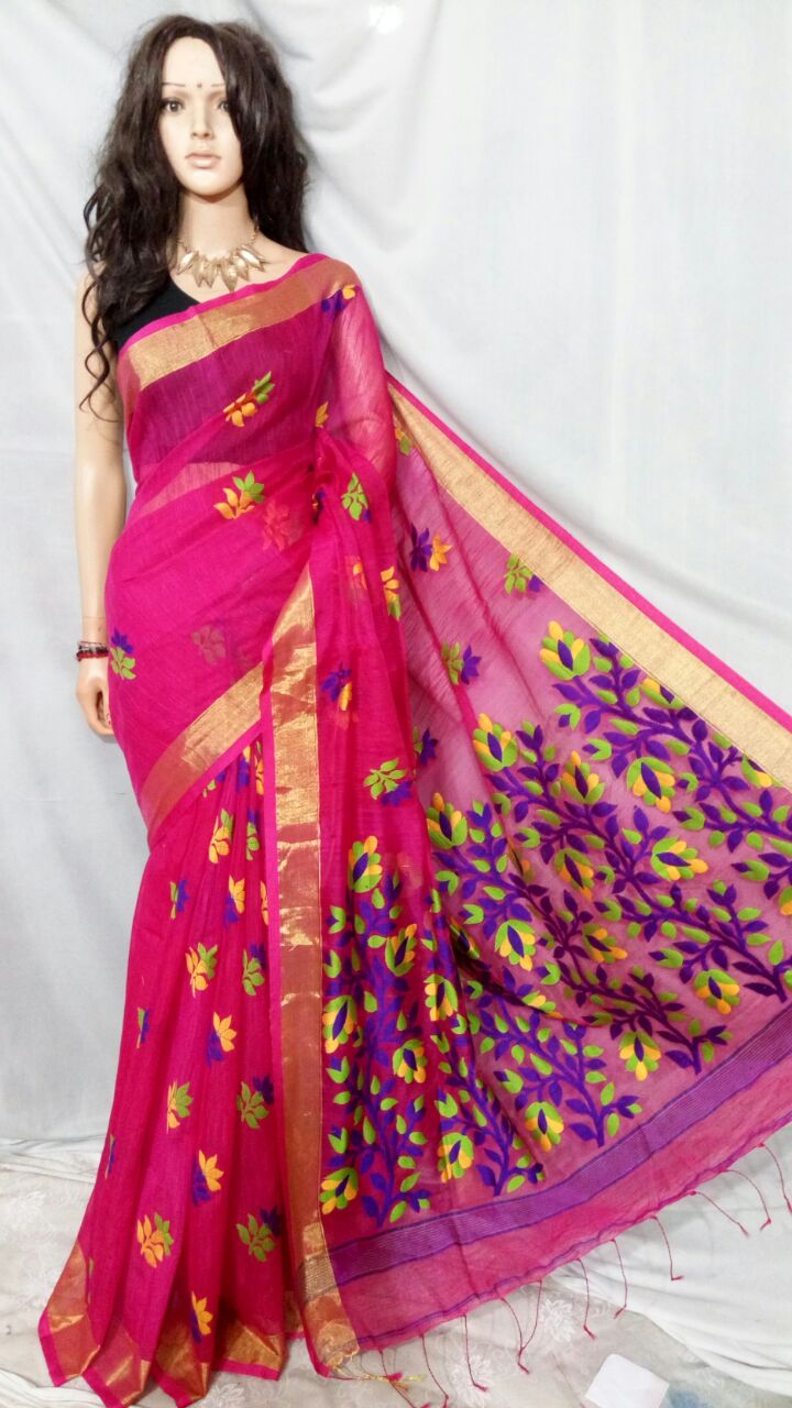 Violet Shreya Khadi Jamdani Sarees - Dailybuyys