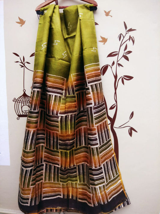 Green Pure Silk Mark Certified Murshidabad Silk Sarees - Dailybuyys
